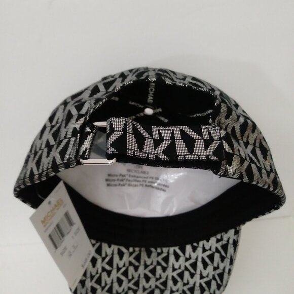 Michael Kors Black Silver Metallic MK Logo Baseball Hat Cap - Picture 2 of 13